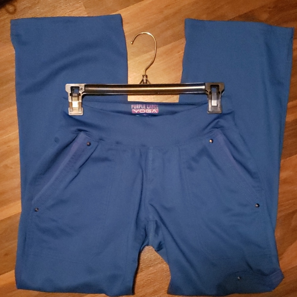 Healing Hands yoga scrub pants royal blue XSP